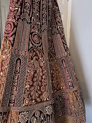 New Indian Ruby Ila 7kg Complete Wedding Bridal Lehenga 2 Dupattas |RRP £1200 • £455