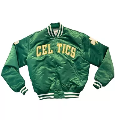 Vintage Boston Celtics Starter Jacket Mens Large Green Bomber Satin NBA 80s Rare • $80