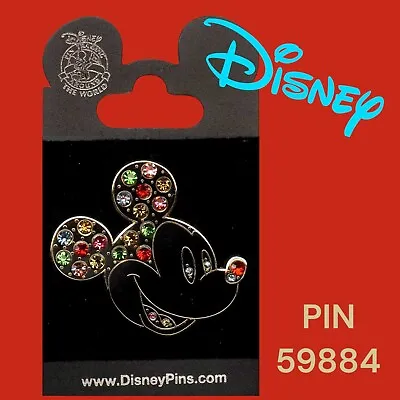 Disney Pin 59884 Mickey Head Multi Color Jeweled Souvenir WDW DLR Trading Pin • $9.95