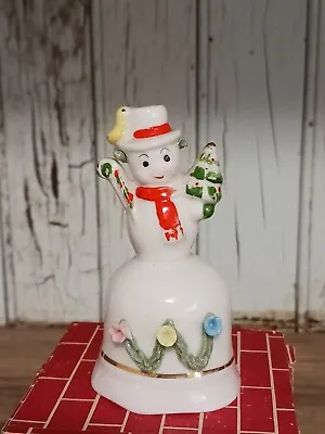 Vintage Napco Snowman Bell Christmas Ceramic Figurine Japan • $19.75