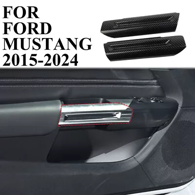 Carbon Fiber Interior Door Handle Panel Trim Cover For Ford Mustang 2015-2024 • $29.99