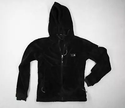 Mountain Hardwear Jacket Womens Extra Small Black Full Zip Fleece Hooded Logo • $16.99