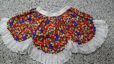 #178 Square Dance Apron Skirt Spring Fruit And Lace • $24.95
