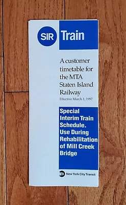 1997 Sir Staten Island Railway Mta Timetable Nyc Subway Nycta Ny Nyc Transit - • $19.99