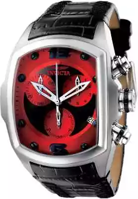 Invicta 6095 Lupah Chronograph Dial Red Swiss Quartz Movement Black Leather Band • £204.38