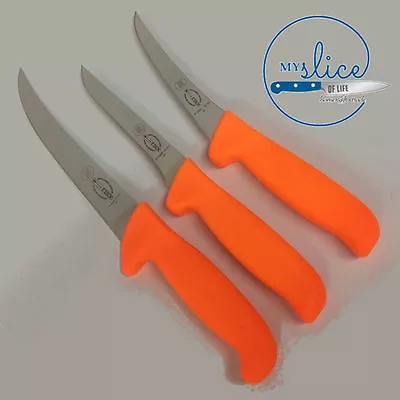 $102.99 • Buy F Dick Pro Butcher 3 Piece Knife Set - Hi-Vis Orange Handles - Hunter / Farmer 