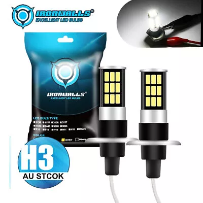 2x IRONWALLS H3 LED 80W HEADLIGHT FOG DRIVING LIGHT BULBS CAR LAMP GLOBES 6000K • $33.99