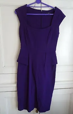 £10 • Buy Vintage Wiggle Dress Star By Julien MacDonald Peplum Detail Purple UK Size 12