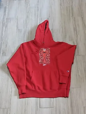 Champion Reverse Weave Sesame Street Elmo Pullover Hoodie Red Men's Size XL • $38.95