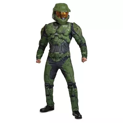 Halo Master Chief Halloween Costume Deluxe Men's Jumpsuit Helmet LG-XL 42-46 • $109.95