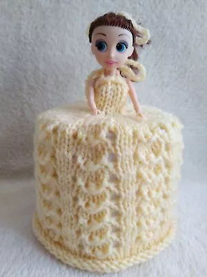 £9.99 • Buy Hand Knitted Yellow Toilet Roll Doll Cover