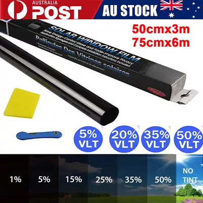 5% 20% 35% VLT Window Tint Film Black Roll Car Auto Home 75cm X 6m Tinting Tool • $25.99