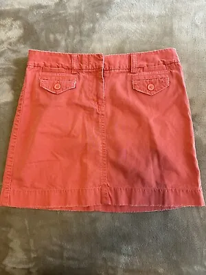 J. Crew Broken In Chino Skirt Coral Size 8 Pockets Frayed Hem Beach 100% Cotton • $24.99