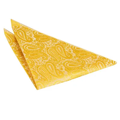 Gold Mens Pocket Square Handkerchief Hanky Woven Floral Paisley By DQT • £4.49