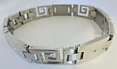 Men's Brushed And Polished Stainless Steel Link Diamond Bracelet 8.50 Inches  • $20.32