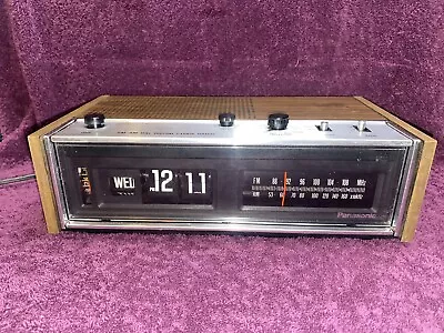 Panasonic RC-7053 Flip Alarm Clock Radio AM/FM Woodgrain 1970s Retro WORKING • $149