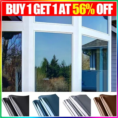£7.93 • Buy Privacy Window Film One Way Mirror Blackout Reflective Sticky Glass UV Insulate