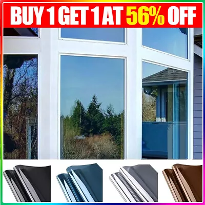 Privacy Window Film One Way Mirror Blackout Reflective Sticky Glass UV Insulate • £0.99