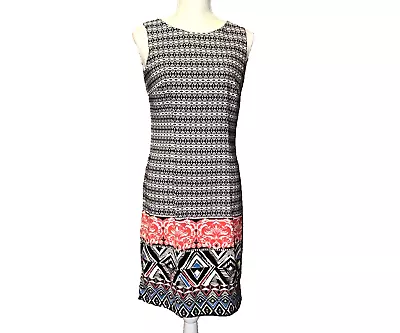 Mario Serrani Italy Shift Sheath Dress Size 6 Sleeveless Geometric Floral Print • $18.88