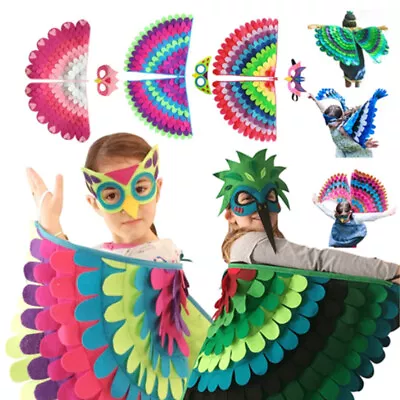 £7.25 • Buy UK Kids Bird Animal Wings Cosplay Costume Girls Boys Cape And Mask Elastic Dress