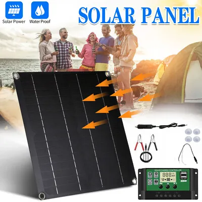 80W Solar Panel Kit Outdoor Power Camping Hiking Phone 12V/24V Battery Charger • £22.90