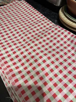 100% Cotton Fabric Ikea Rosali Check Pink Green Patchwork Bunting 2m By 46 Cms • £12