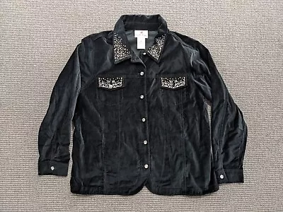 Quacker Factory Jacket Women's XL Bedazzled Black Gold Silver Button  • $26.99