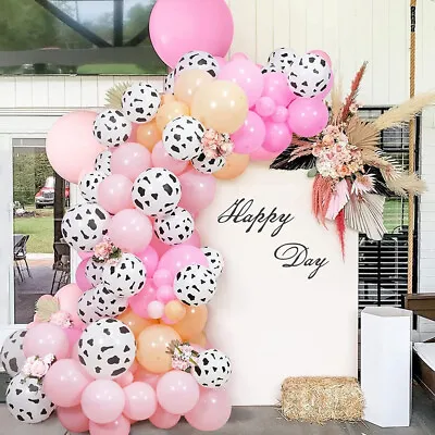 Cow Birthday Party Decorations Set Farm Animal Printed Balloons Arch Garland Kit • £14.26