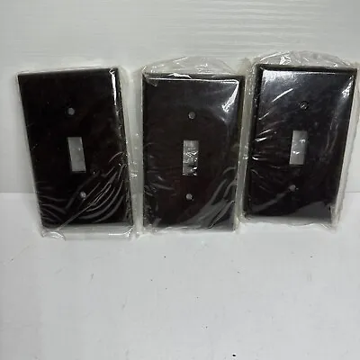 Vintage Lot Of 3 LEVITON Brown Bakelite Outlet Toggle Switch Cover Plates - NOS • $8.98