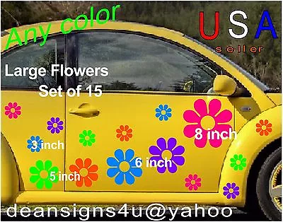 LARGE 15+ FLOWER TROPICAL Set VW Daisy STICKER DECAL TRUCK CAR Boat Bonus USA • $25.29
