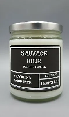 Wood Wick * SAUVAGE DIOR FOR MEN TYPE Scented * 9oz. * Leah's Lite Candle Co  • $19.99