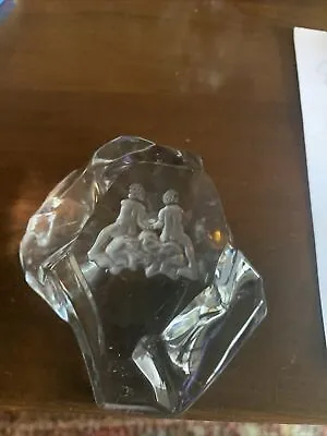 $40 • Buy Val St. Lambert Crystal Gemini Zodiac Paperweight Glass Iceberg Figurine