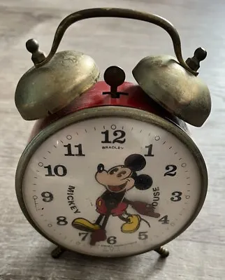 Vintage Bradley Mickey Mouse Disney Wind Up Alarm Clock -needs Work Partial Work • $24.95