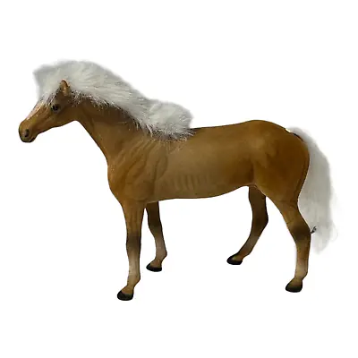 Vtg Flocked Brown Horse White Mane & Tail Toy 12  Fuzzy Papa Father Stallion • $9.99