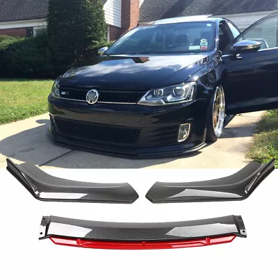 $82.08 • Buy For VW Jetta SE GLI Carbon Fiber Red Front Bumper Lip Spoiler Splitter Boby Kits