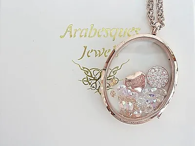 ARABESQUES CHARM POT  Daughter  Living Memory/floating Locket/necklace Rose Gold • £30.99