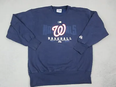 Washington Nationals Sweater Mens Medium Blue Logo MLB Baseball Majestic • $38.85
