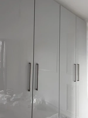 £15 • Buy Light Grey Gloss Wardrobe Doors With Handle. IKEA Make. Used But Good Condition