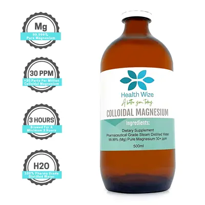 Colloidal Magnesium 30PPM 500ml 99.99% Purity Mineral Supplement Magnesium Ions • $34.95