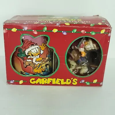 Garfield The Cat Collectible Coffee Mug Cup Santa Xmas Ornament Set Vintage 1996 • $25.49