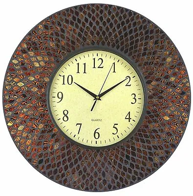 Lulu Decor 19  Amber Comb Mosaic Wall Clock With Black Cement 9.5  Arabic Dial • $39.95