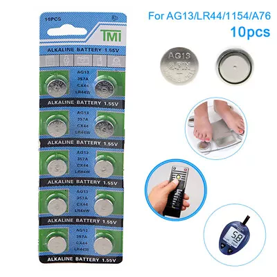 10PCS AG13 LR44 A76 1.55V Button Batteries For Watch Toys Remote Cell Coin • $6.19