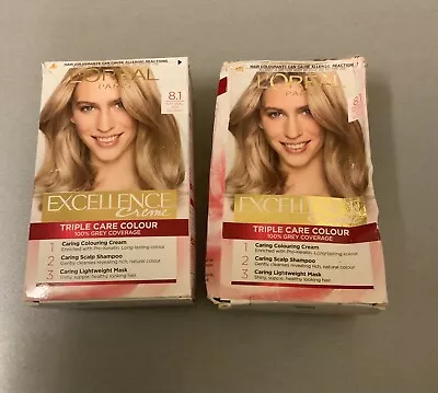 L'Oreal Excellence Creme Permanent Hair Dye 8.1 Natural Ash Blonde Natural X2 • £9.99