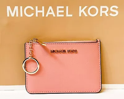 Michael Kors Jet Set Travel Small Coin Pouch Id Holder Leather Wallet Primrose • $39.80