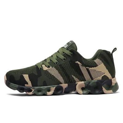 Mens Womens Sneakers Army Trainers Sneakers Camouflage Mesh Lace Up Shoes UK • £27.60