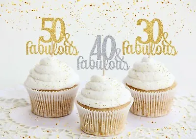 Happy Birthday Cupcake Toppers Party Any Age Baking Decorations 21st 40th 50th • £3.50