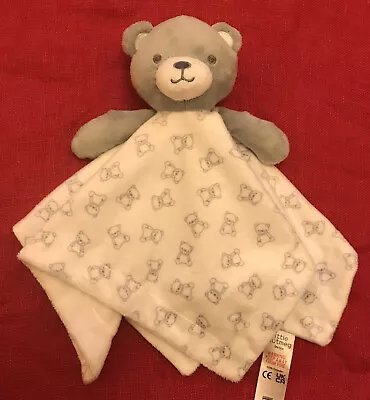 Little Nutmeg Grey Teddy Bear Baby Comforter Plush Blanket Soft Toy. • £4