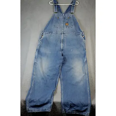 Vintage Walls Denim Carpenter Overalls Bibs Men's Size 46x28 Blue Distressed  • $37.95