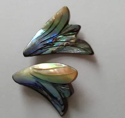 2 Natural Paua/Abalone Shell Beads Carved Mermaid Tail. 22-23mm Jewellery Making • £16.19