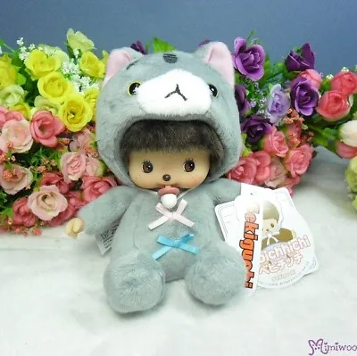 258499 Monchhichi Baby Bebichhichi 13cm Cat Plush Kitten Boy Grey ~ Mimiwoo • $29.99